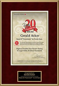 Gerald Acker - 20-Year AV Preeminent Rating™ Anniversary