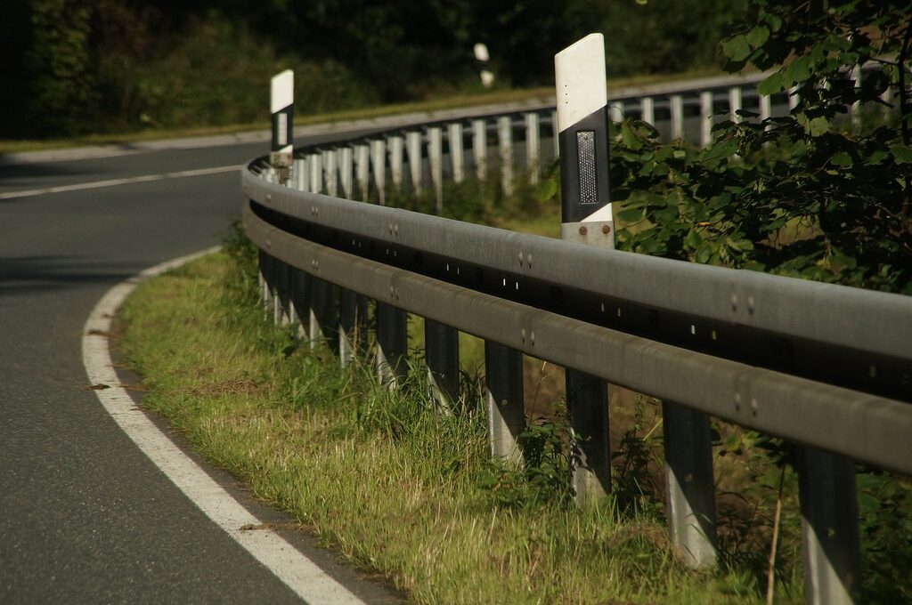 Guardrail on Vacant Rural Highway Road