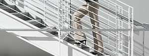 a person going up through stairs 
